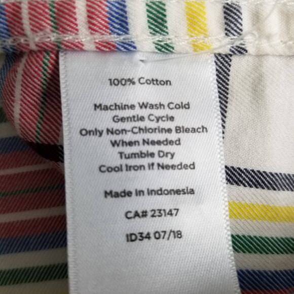 Talbots Petites White Red / Pink Yellow Paid Button Down Size MP - Picture 7 of 7